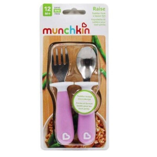 Munchkin Βρεφικό Σετ Πιρούνι Και Κουτάλι μεταλλικα 12m+ Λιλά 11221