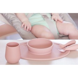 Ezpz εκπαιδευτικό σετ Φαγητού "Tiny" από Σιλικόνη Blush 4τμχ για 4+ μηνών FD-B7612U