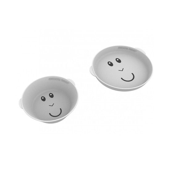 Matchstick Monkey Παιδικό σετ Φαγητού από Σιλικόνη με Πιάτο & Μπολ 2τμχ 6m+ Cool Grey 24129