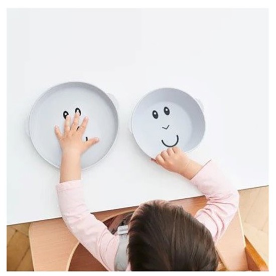 Matchstick Monkey Παιδικό σετ Φαγητού από Σιλικόνη με Πιάτο & Μπολ 2τμχ 6m+ Cool Grey 24129