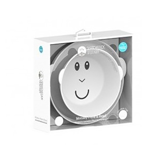 Matchstick Monkey Παιδικό σετ Φαγητού από Σιλικόνη με Πιάτο & Μπολ 2τμχ 6m+ Cool Grey 24129