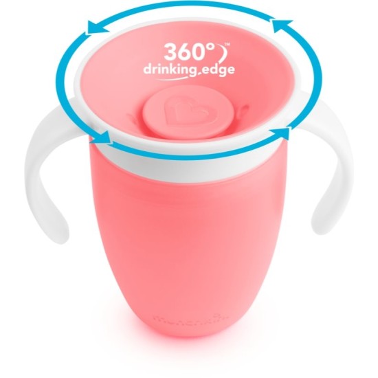 Munchkin Παιδικό Ποτηράκι "Miracle 360°" από Πλαστικό light Pink 207ml 12272/light Pink