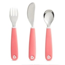 Munchkin Σετ Βρεφικά Μαχαιροπίρουνα από Μέταλλο Κοραλι για 18+ μηνών 3τμχ 12110