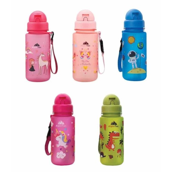 AlpinTec Πλαστικό Παγούρι με καλαμάκι Unicorn Pink 400ml C-400PK-UN