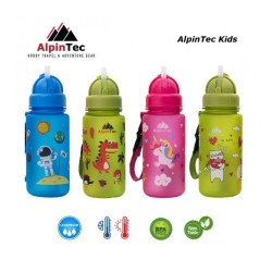 AlpinTec Πλαστικό Παγούρι με καλαμάκι Unicorn Pink 400ml C-400PK-UN