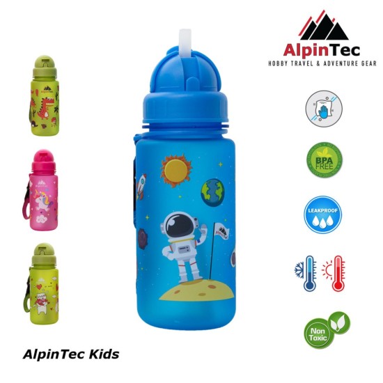 AlpinTec Πλαστικό Παγούρι με καλαμάκι Space Blue 400ml C-400BE-SPC 