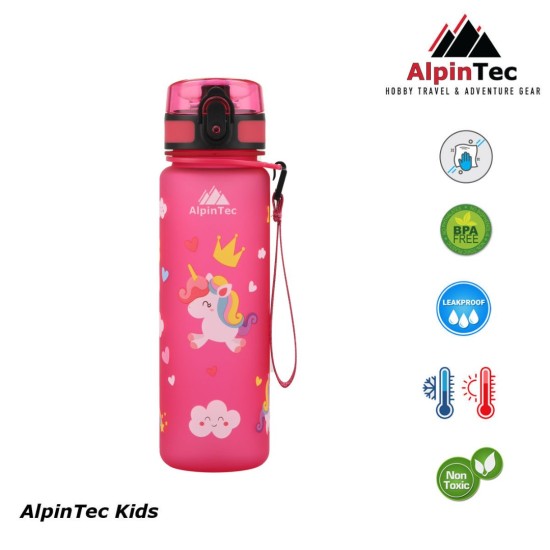 AlpinTec Πλαστικό Παγούρι Unicorn Pink 500ml C-500PK-UN
