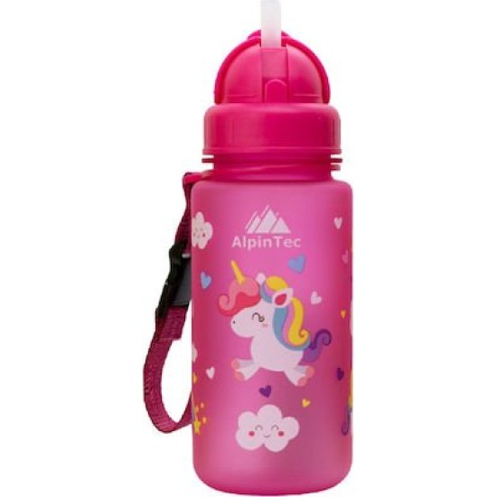 AlpinTec Πλαστικό Παγούρι με καλαμάκι Unicorn Pink 400ml C-400PK-UN