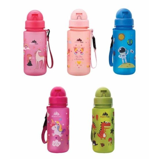 AlpinTec Πλαστικό Παγούρι με καλαμάκι  Dino Green 400ml C-400GN-DIN 