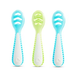 Munchkin Βρεφικό Σετ Εκπαιδευτικά Κουταλάκια Gentle Dip Self-Feeding 4m+ Blue-Green 3τεμ 90262