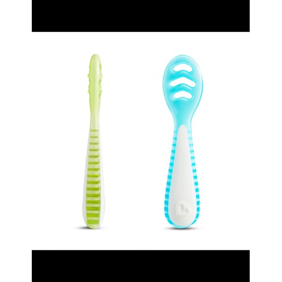 Munchkin Βρεφικό Σετ Εκπαιδευτικά Κουταλάκια Gentle Dip Self-Feeding 4m+ Blue-Green 3τεμ 90262