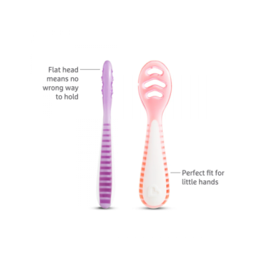 Munchkin Βρεφικό Σετ Εκπαιδευτικά Κουταλάκια Gentle Dip Self-Feeding 4m+ Pink-Purple 3τεμ 91510