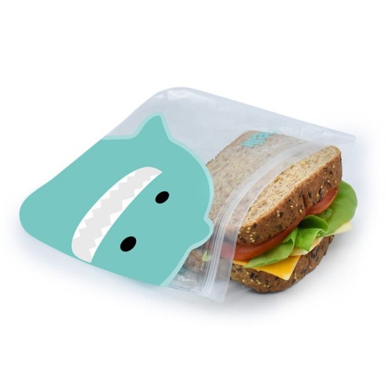 Melii Επαναχρησιμοποιούμενα Τσαντάκια για σνακ 2 Bulldog + 2 Shark 4τεμ MEL21210