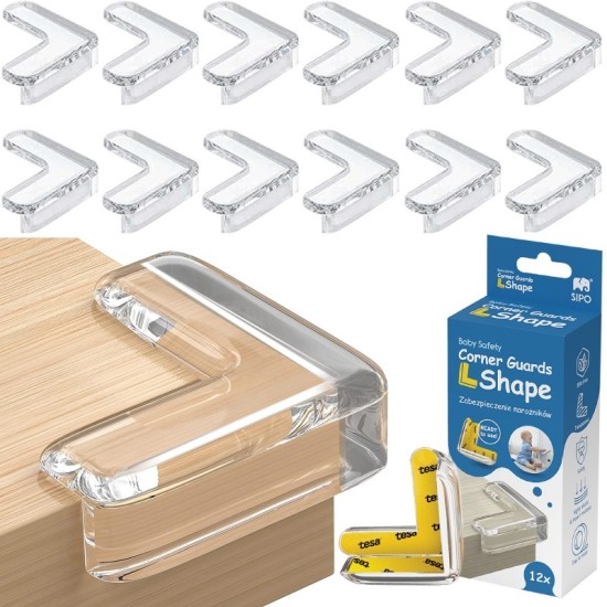Sipo Προστατευτικά για Γωνίες με Αυτοκόλλητο από Πλαστικό Διάφανα 12τμχ SIP-SBS-EC52