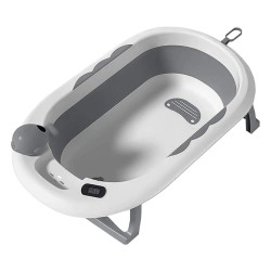 Bebe Stars Πτυσσόμενη Μπανιέρα Μωρού με Θερμόμετρο Whale Grey 26-186