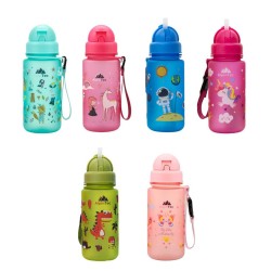 AlpinTec Πλαστικό Παγούρι με καλαμάκι Forest Animals Spindrift Blue 400ml C-400SPB-FA