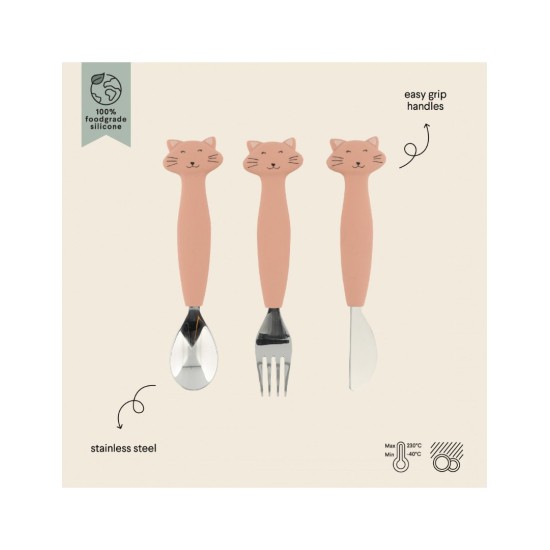 Trixie Σετ Βρεφικά Μαχαιροπίρουνα από Σιλικόνη Ροζ Mrs. Cat 3τμχ  77881