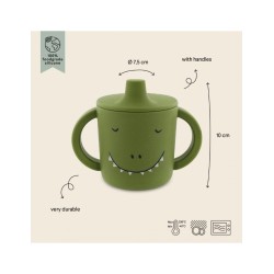 Trixie Παιδικό Ποτηράκι από Σιλικόνη με Λαβές 207ml Πράσινο Mr. Dino 77884