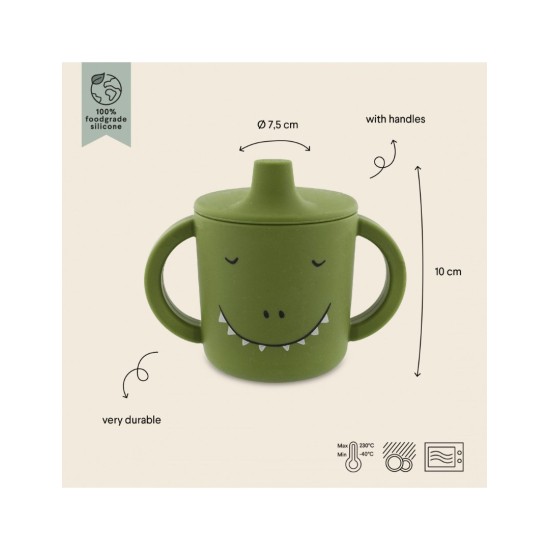 Trixie Παιδικό Ποτηράκι από Σιλικόνη με Λαβές 207ml Πράσινο Mr. Dino 77884