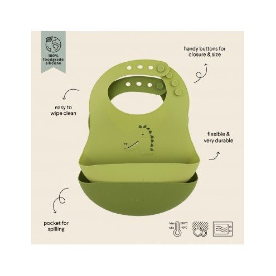 Trixie Σαλιάρα Σιλικόνης με Τσέπη Πράσινη Mr. Dino 2τμχ 77882