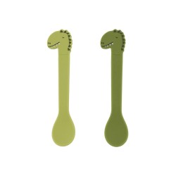 Trixie Βρεφικό Σετ με Κουτάλια από Σιλικόνη 2τμχ Πράσινα Mr. Dino 77883
