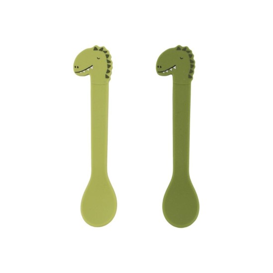 Trixie Βρεφικό Σετ με Κουτάλια από Σιλικόνη 2τμχ Πράσινα Mr. Dino 77883