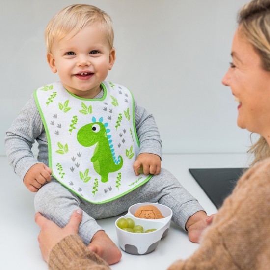 BabyOno Σαλιάρα Βαμβακερή Αδιάβροχη 9m+ Δεινόσαυρος Πράσινo BN833/01