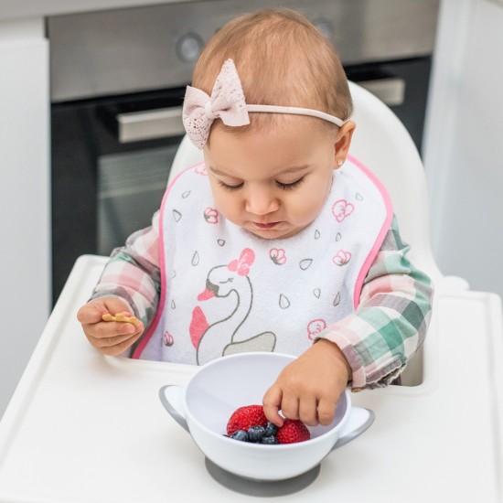 BabyOno Σαλιάρα Βαμβακερή Αδιάβροχη 9m+ Kύκνος Ροζ BN833