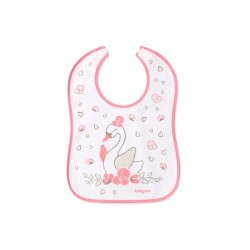 BabyOno Σαλιάρα Βαμβακερή Αδιάβροχη 9m+ Kύκνος Ροζ BN833