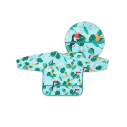 BabyOno Αδιάβροχη σαλιάρα με μακρύ μανίκι 6m-2y Toucans BN1476/02