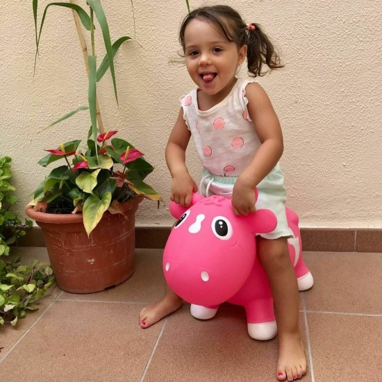 Kidzzfarm jumping animal Χοπ Χοπ Bella η αγελαδίτσα για 12+m Pink & White  KMC150504
