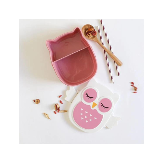 YUKO.B Πλαστικό Παιδικό Δοχείο Φαγητού με χωρίσματα 1.05L Owl Pink YB-300-001