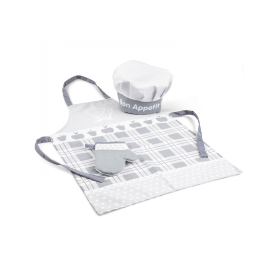 New Classic Toys Παιδικό Σετ Μαγειρικής Ποδιά, Γάντι & Σκούφος Apron White CT10683