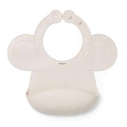 BabyOno Σαλιάρα σιλικόνης με θήκη περισυλλογής τροφίμων 6m+ -Beige BN1639/04