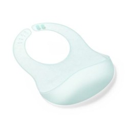 BabyOno Σαλιάρα σιλικόνης με θήκη περισυλλογής τροφίμων 6m+ Turquoise BN1598/01