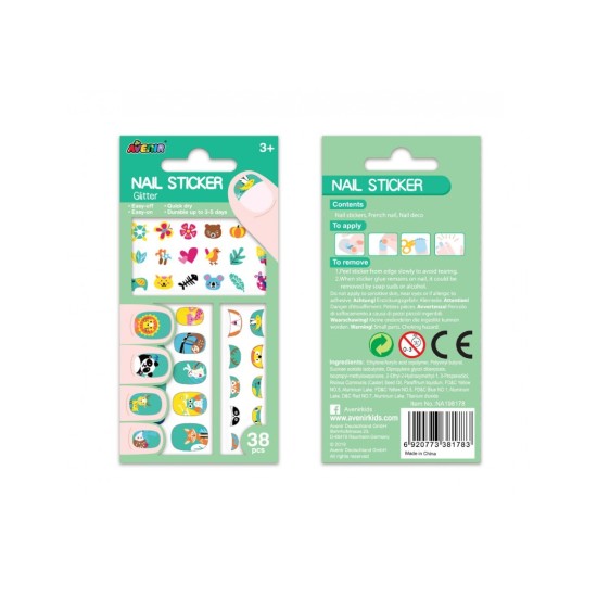Avenir Nail Sticker Animals,Παιδικά Αυτοκόλλητα Νυχιών 3+Ετών 54τεμ 60513