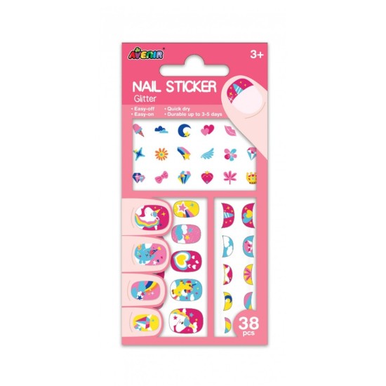 Avenir Nail Sticker Unicorn,Παιδικά Αυτοκόλλητα Νυχιών 3+Ετών 54τεμ 60511