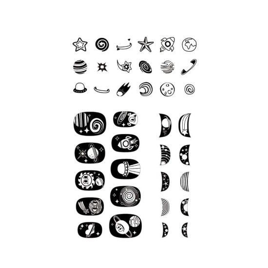 Avenir Nail Sticker  Glow in the Dark Παιδικά Αυτοκόλλητα Νυχιών που Φωσφορίζουν Στο Σκοτάδι SPACE 3+Ετών 54τεμ 60514