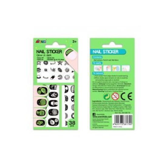 Avenir Nail Sticker  Glow in the Dark Παιδικά Αυτοκόλλητα Νυχιών που Φωσφορίζουν Στο Σκοτάδι SPACE 3+Ετών 54τεμ 60514