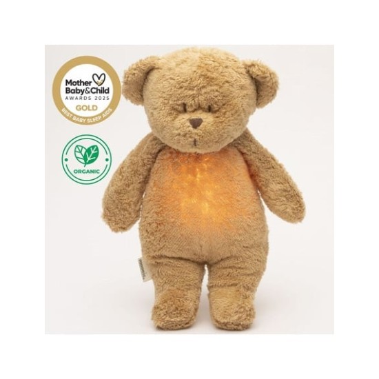 MOONIE 2.0 Επαναφορτιζόμενο βοήθημα ύπνου με ηχογράφηση & αισθητήρα κλάματος – Οργανικό βαμβάκι Cappuccino Bear M-MCA2