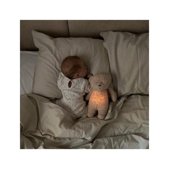 MOONIE 2.0 Επαναφορτιζόμενο βοήθημα ύπνου με ηχογράφηση & αισθητήρα κλάματος – Οργανικό βαμβάκι Cappuccino Bear M-MCA2