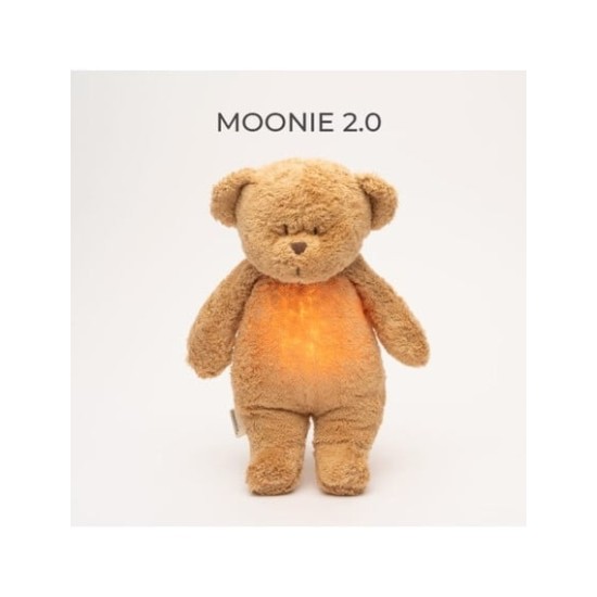 MOONIE 2.0 Επαναφορτιζόμενο βοήθημα ύπνου με ηχογράφηση & αισθητήρα κλάματος – Οργανικό βαμβάκι Cappuccino Bear M-MCA2