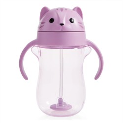 Munchkin Παιδικό Ποτηράκι με Καλαμάκι Tip & Sip Cup  Cat Pink 296ml 90541