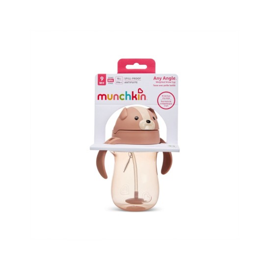 Munchkin Παιδικό Ποτηράκι με Καλαμάκι Tip & Sip Cup Dog Brown 296ml 90506