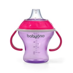 Babyono Παιδικό ποτηράκι με λαβές και μαλακό στόμιο που δε χύνεται- Non-spill 180 ml Pink BN1456/02