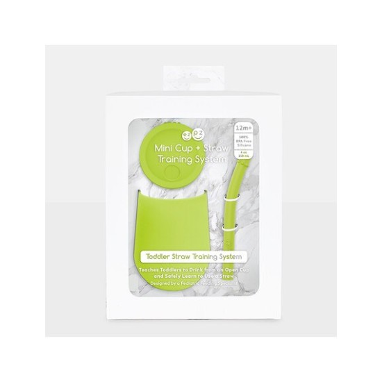 Ezpz Εκπαιδευτικό Παιδικό Ποτηράκι "Mini Cup" από Σιλικόνη+ καλαμάκι Lime 118ml για 9m+ MS-L381U