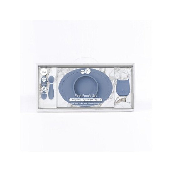 Ezpz εκπαιδευτικό σετ Φαγητού "Tiny" από Σιλικόνη Indigo blue 4τμχ για 4+ μηνών FD-I2159U