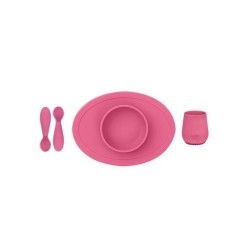 Ezpz εκπαιδευτικό σετ Φαγητού "Tiny" από Σιλικόνη Pink 4τμχ για 4+ μηνών FD-P7424U