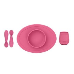 Ezpz εκπαιδευτικό σετ Φαγητού "Tiny" από Σιλικόνη Pink 4τμχ για 4+ μηνών FD-P7424U