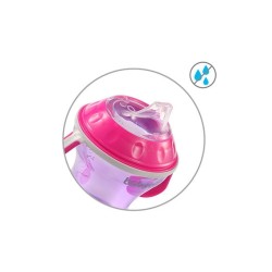 Babyono Παιδικό ποτηράκι με λαβές και μαλακό στόμιο που δε χύνεται- Non-spill 180 ml Pink BN1456/02